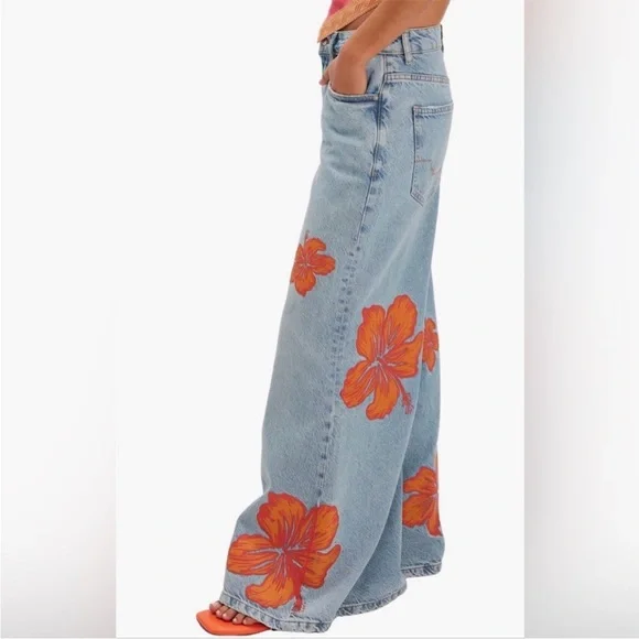 NWT We The Free Palisades Flower Power Wide Leg Jeans Size 30 - Picture 4 of 7